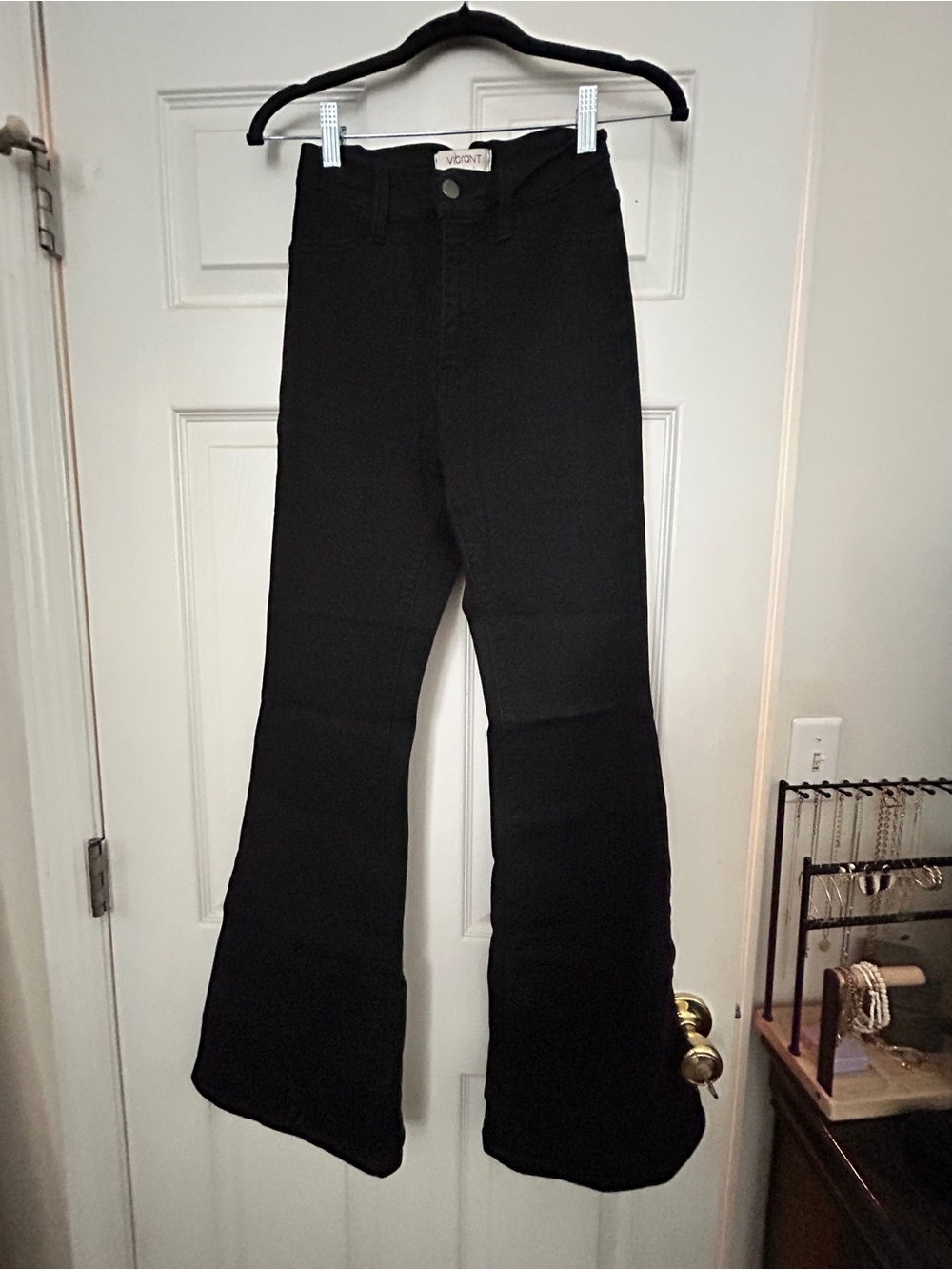 Vibrant Black High-Rise Flared Jeans